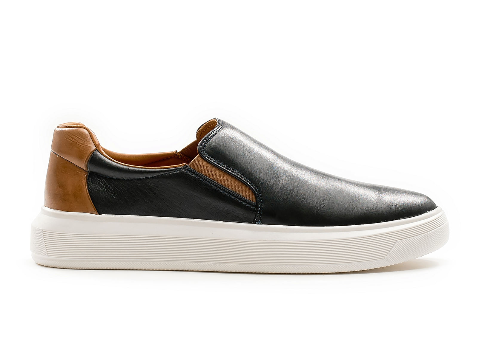 mens black leather slip on trainers