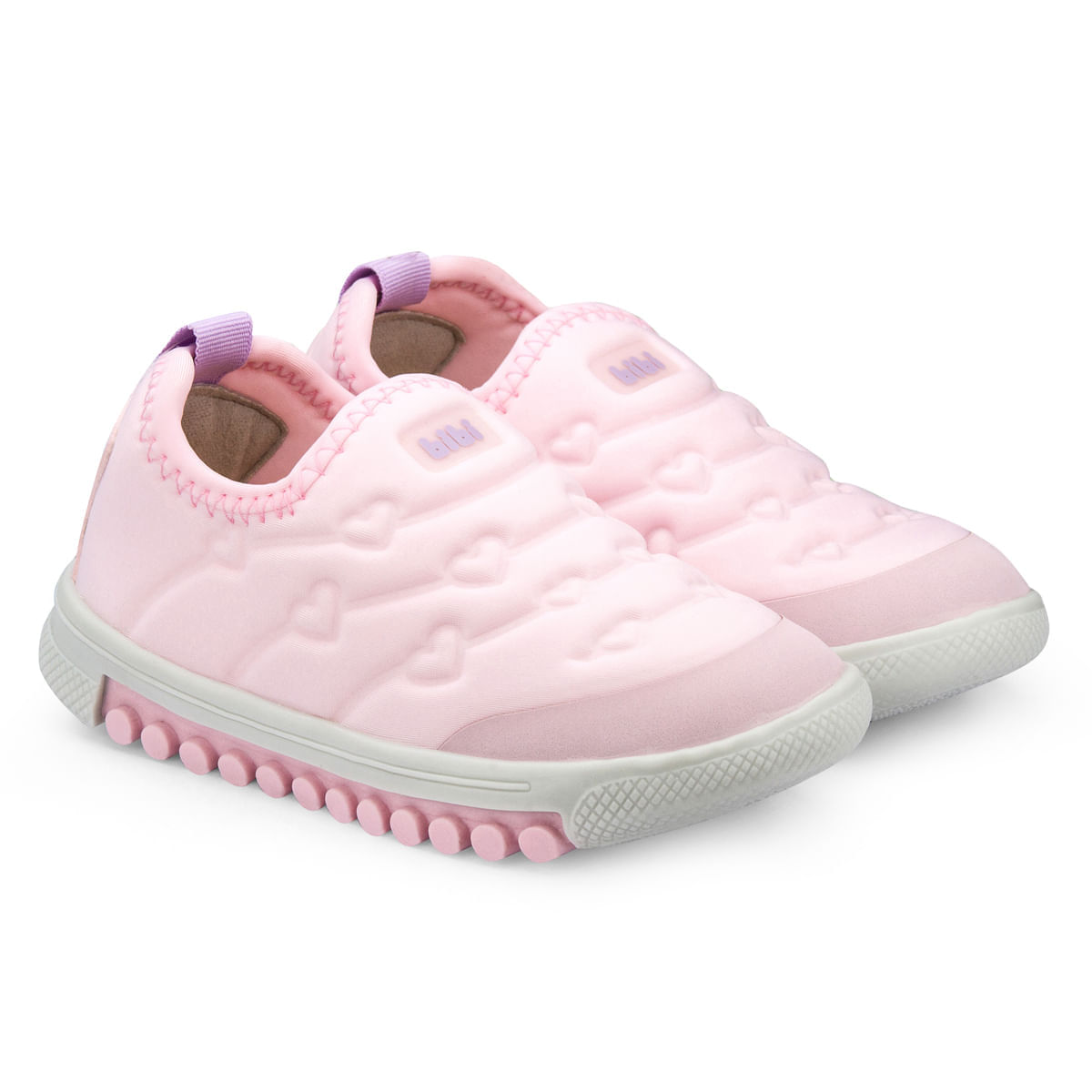 Girls Pink Laceless Trainers With Heart 